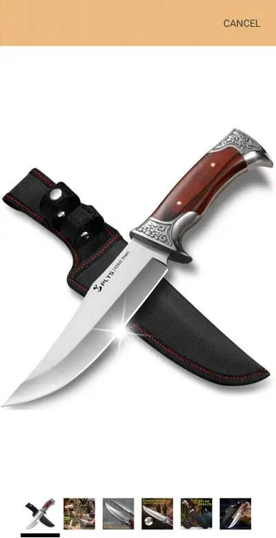 7 Inch Fixed Blade Knife: Total Length: 29.5CM; Blade Length: 16.5CM; Thickness: 3.5CM; Weight: 400G...