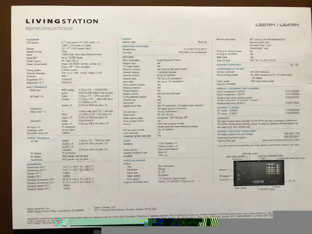 Epson Livingstation 57" LCD TV-Digital Photo Printer & Storage in TVs in Ottawa - Image 4