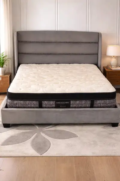 MODERN KING SIZE BED FRAME + MATTRESS – GREAT CONDITION, View more