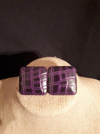 Purple Faux Skin Square Earrings