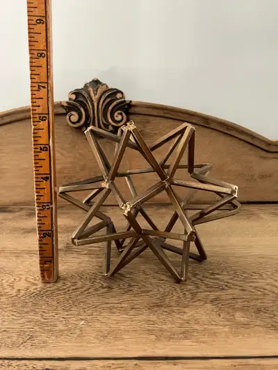 Geometric Gold Metal Star Art Sculpture Decorative Mid Century Vibe
