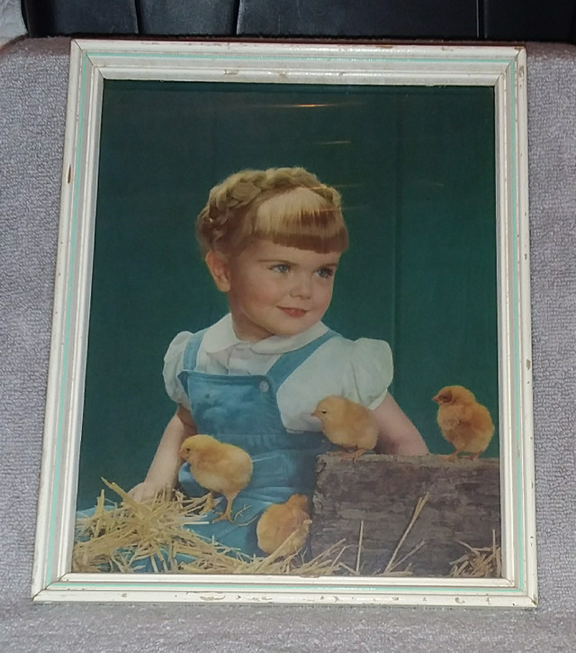 Vintage 1950's Wall Picture Girl with Baby Chicks, Kids Rm Decor in Arts & Collectibles in Truro - Image 3