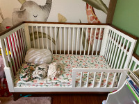 Convertible crib to toddler bed with mattress