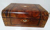 antique Document Box VICTORIAN BOULLE walnut marquetry 19thC