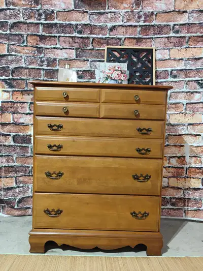 Solid Maple Wood Tallboy Dresser Chest of Drawers. Can Deliver, View more
