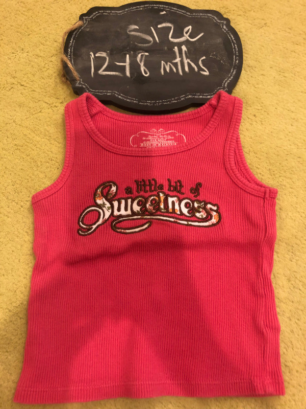 Girls Pink 'A Little Bit of Sweetness' Tank top 12-18 mths in Clothing - 12-18 Months in Calgary