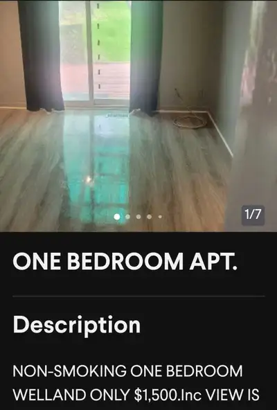 WELLAND ONEBEDROOM APT, View more