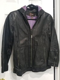 Stylish Leather Jacket with Hood by Danier – Size: Women’s XS
