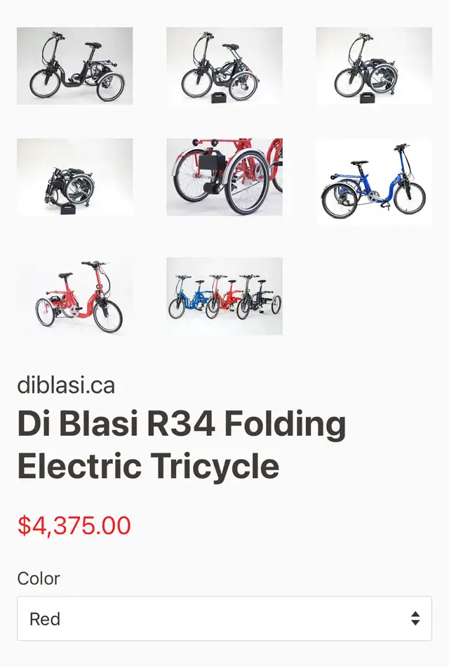 Di Blasi Folding Electric Tricycle in eBike in Oshawa / Durham Region - Image 4