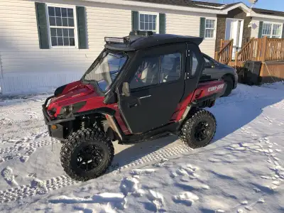 2018 can am commander xt 800 has full cab. Heater, half doors, tires like new, has rockford fostgate...