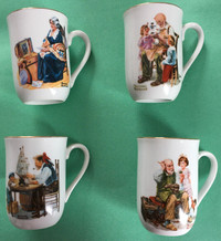 Set of 4 1982 Normal Rockwell Museum Coffee Cups