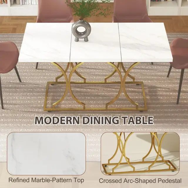 Modern marble like 59" Dining Table for 6,  Kitchen Dinner  in Dining Tables & Sets in Markham / York Region - Image 6