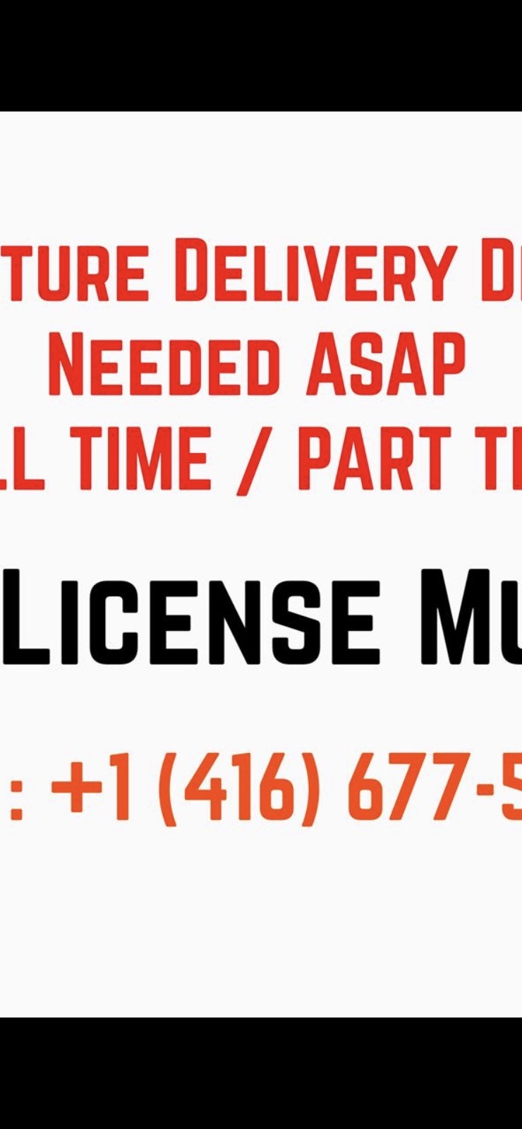 Driver wanted for furniture delivery Drivers & Security Oshawa