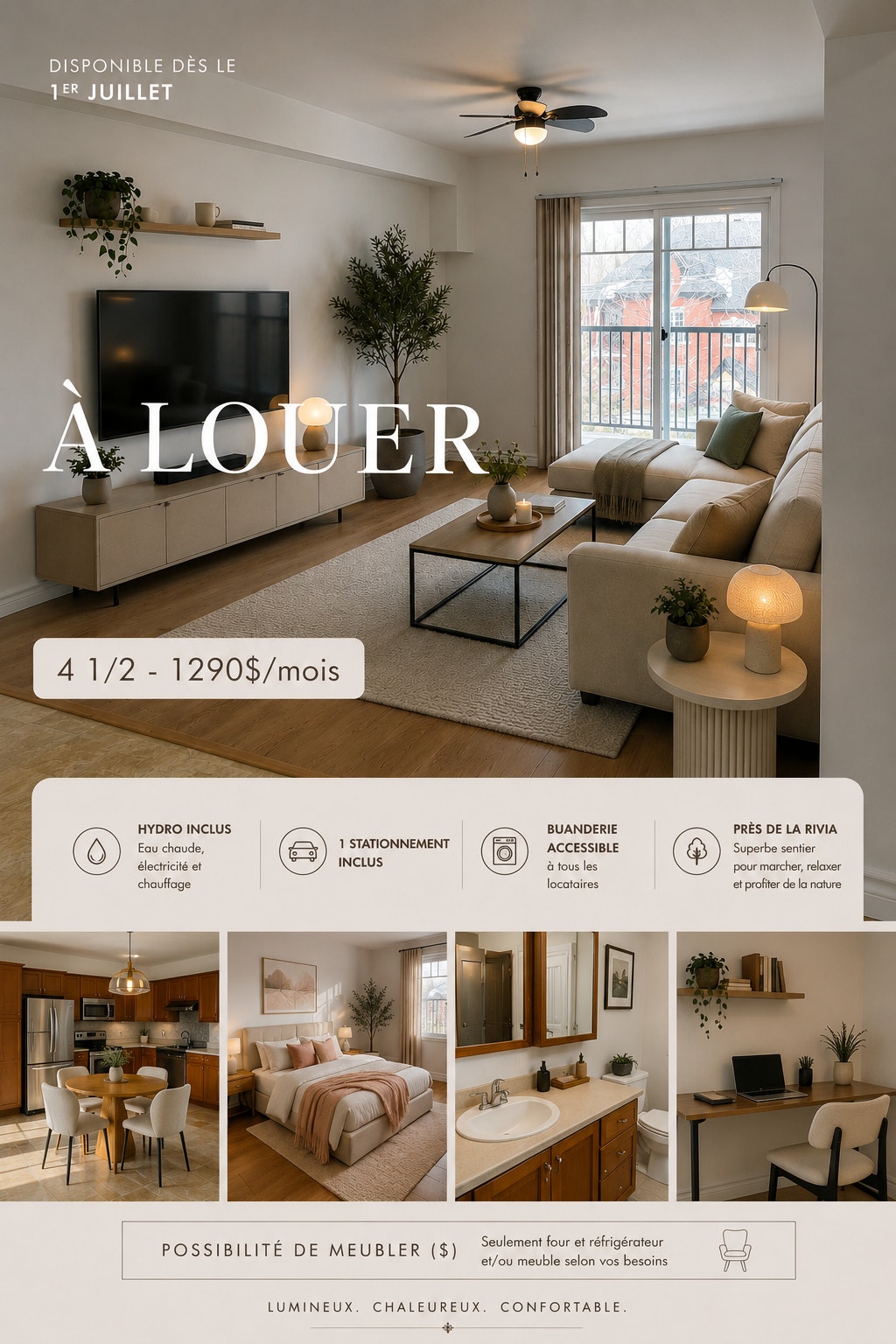 4 1/2 tout inclus à louer à Drummondville - Secteur St-Charles — photo 1