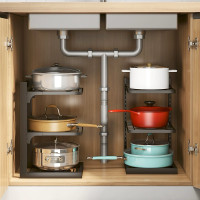 Under sink cabinet storage rack for pots