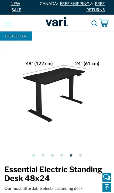 Back to Uni Offer - Sit/Stand Vari Desk 24 x 48 Black Bran x 48 , View more