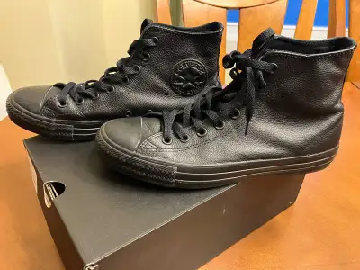 Converse High Top shoes black leather Unisex for sale, View more