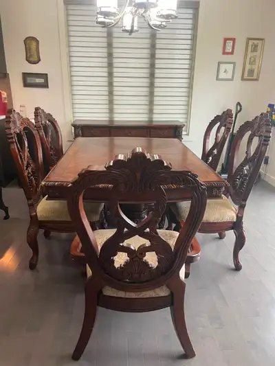 Traditional Dining Table Set with Sideboard, View more