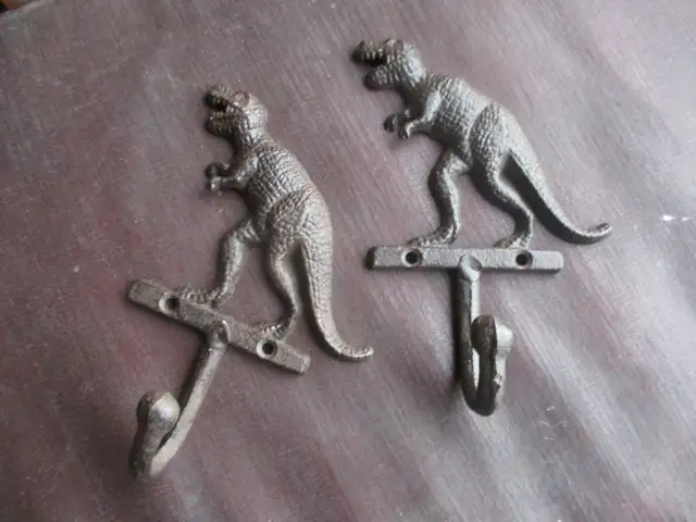 2 HEAVY CAST IRON T-REX DINOSAUR WALL COAT HOOKS $20 EA. in Home Décor & Accents in Winnipeg - Image 2