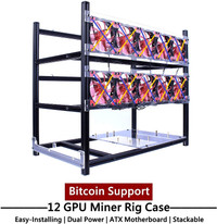 LAWOHO Miner Case 12 GPU - Open Air Mining Rig Aluminum Frame
