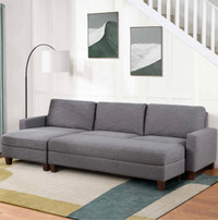 New! Stain Resistant Large Sectional W Storage Ottoman 