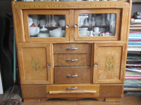 Antique Cabinet for display All original with decals Solid Wood