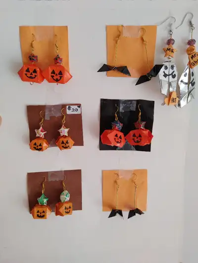 Origami handmade halloween earrings, View more