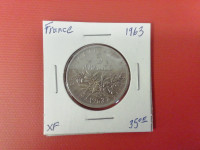 1963 France           5 francs coin