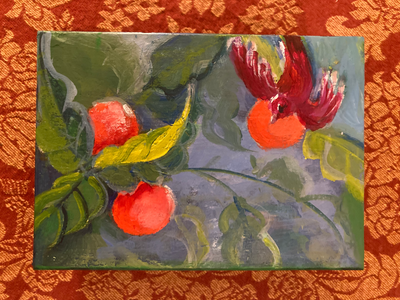 original painting on wood box, View more