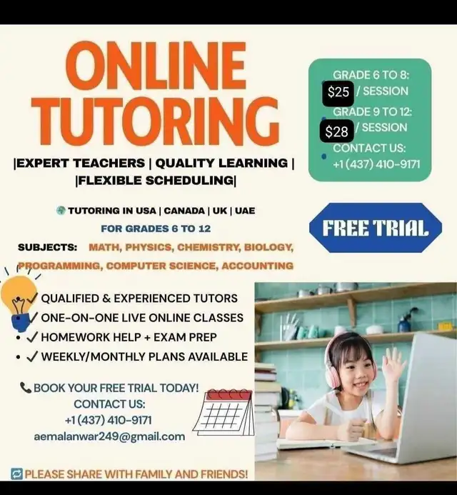 $25 Online tutor 