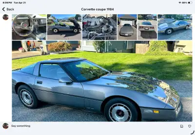 1984 corvette coupe, 356 hp tuned port, completely rebuilt, professionally, automatic, hooker header...