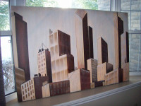Homesense framed canvas print 36x60 cityscape abstract.