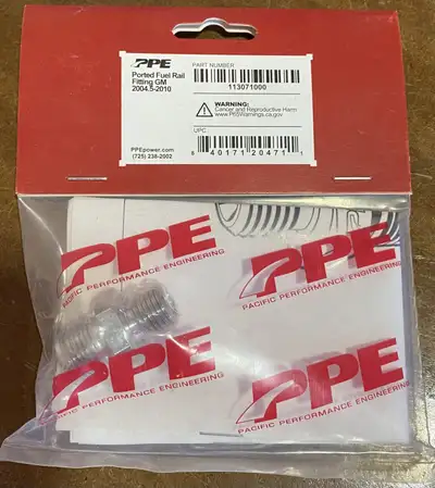 PPE's Ported Fuel Rail Fitting replaces the restrictive stock fitting and helps maintain fuel rail p...
