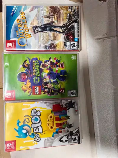 Logo DC super villains (sold) Lol remix $30 De blob $35 The cuter worlds $35 Monster hunter Rise $35...