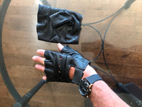 Men's Leather Fingerless Riding Gloves with Gel Pack Palms