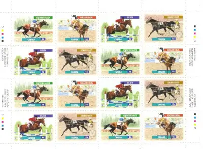 Canada Stamps - Horse Racing 46c (Pane of 8+8)