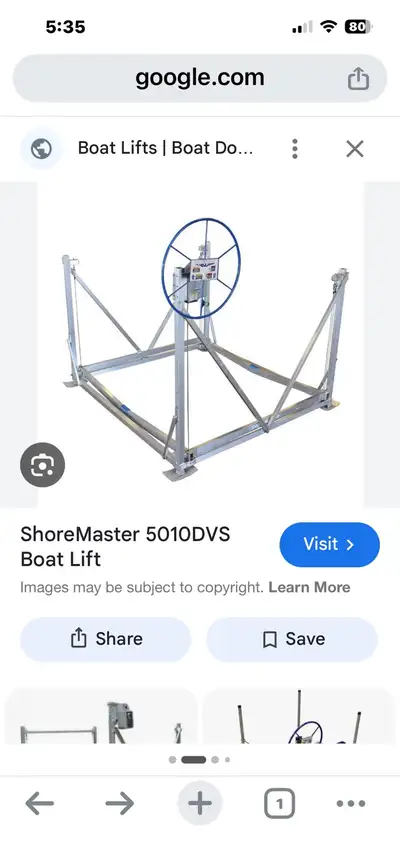 2024 Shore Master 5100 boat lift. Whisper winch , 5000 lb capacity, extra long bunks. Used one seaso...