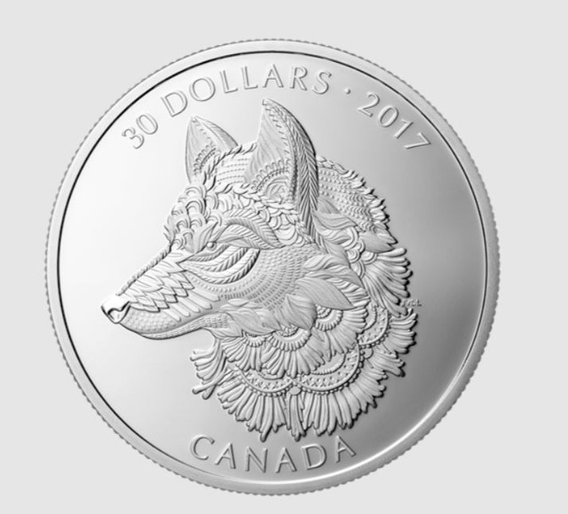 2017 2 oz. Pure Silver Coin Zentangle Art: The Great Grey Wolf in Arts & Collectibles in Mississauga / Peel Region