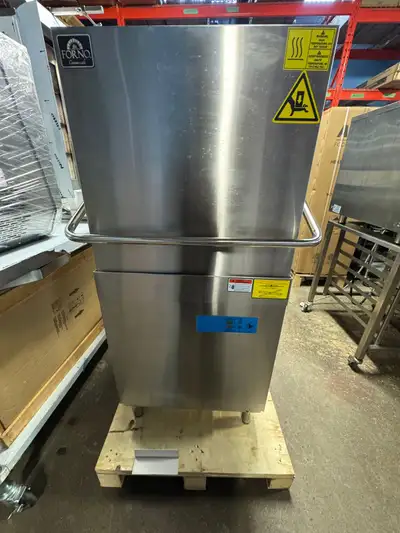 Forno FCMDW0031 Commercial High Temperature Stainless Steel Hood Dishwasher- 26L Tank Capacity Askin...