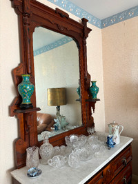 Antique Marble top table and Mirror