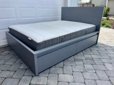 IKEA King Size Malm Bed Frame and 2 Drawers Grey, View more