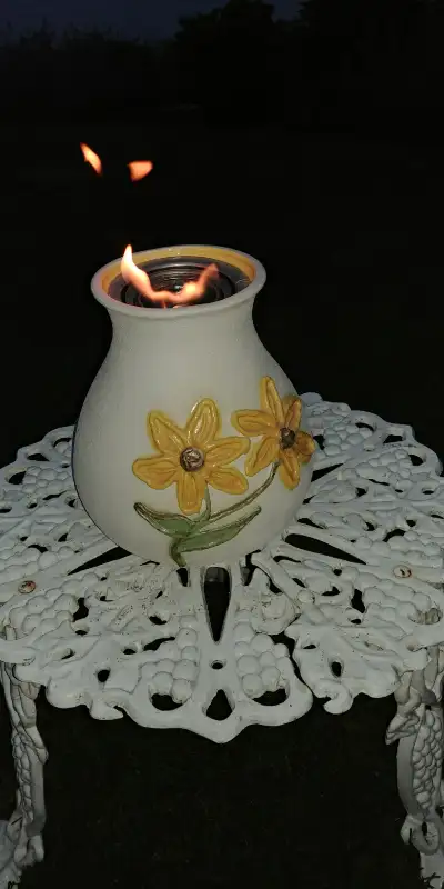 Outdoor Ceramic Sunflower Firepot