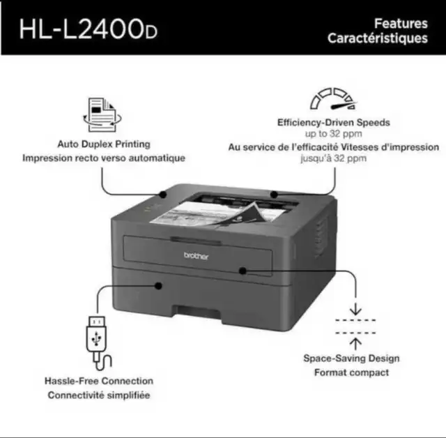 Brother HLL2400D Monochrome All-In-One Laser Printer in Printers, Scanners & Fax in Mississauga / Peel Region - Image 7