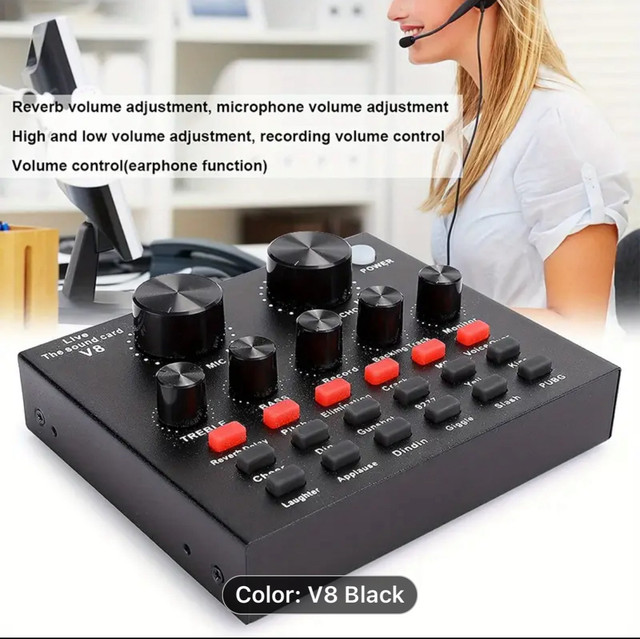V8 Soundcard Broadcast Mixer Computer, Phone, Podcast,Gaming NEW in General Electronics in La Ronge - Image 3