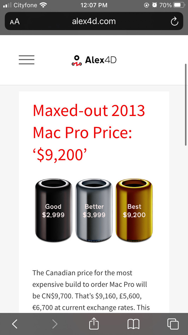 Mac Pro 2013 (MAX SPEC) - 12Core/64GB/1 TB NVMe/Dual ATI FirePro in Desktop Computers in Ottawa - Image 4