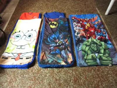 3 sleeping bags for todlers, Avengers, Batman and SpongeBob, View more
