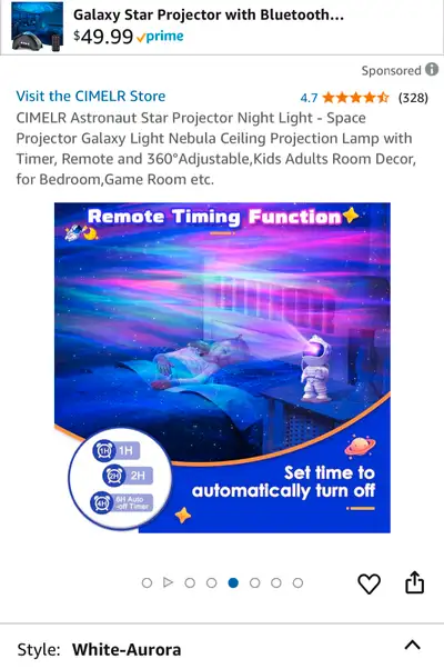 Astronaut Star Projector Night Light - Space Projector Galaxy Light Nebula Ceiling Projection Lamp w...