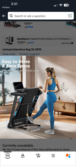 Treadmill --  Foldable MERACH treadmill with 15% incline, View more