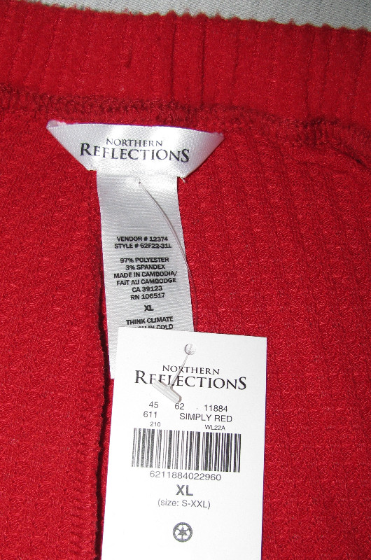 Northern Reflections Red Waffle Knit Lounge Pants Womens XL NEW in Women's - Bottoms in Saint John - Image 4