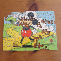 Vintage Wooden Mickey Mouse Jigsaw Puzzle As-Is